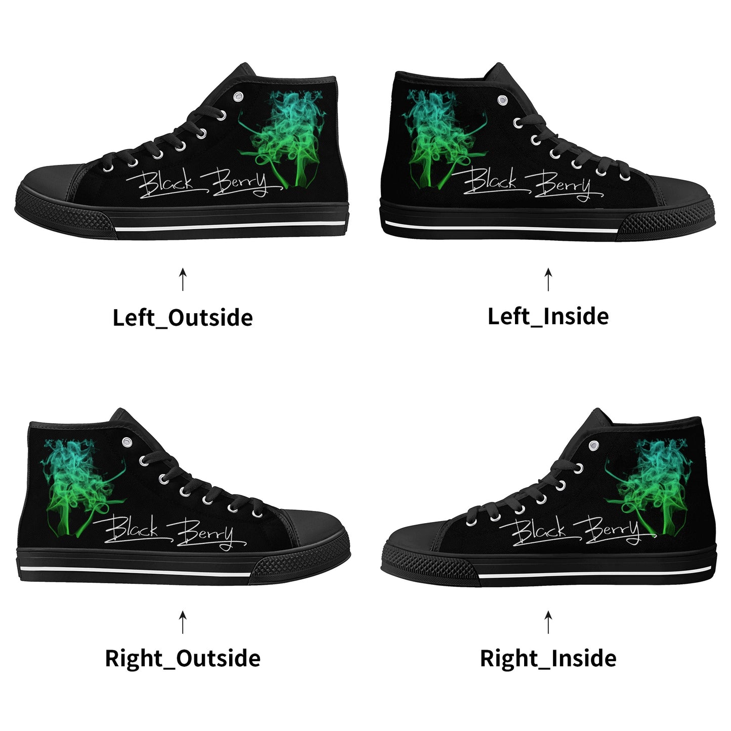 Black Berry High Top Canvas Shoes (Customizable)