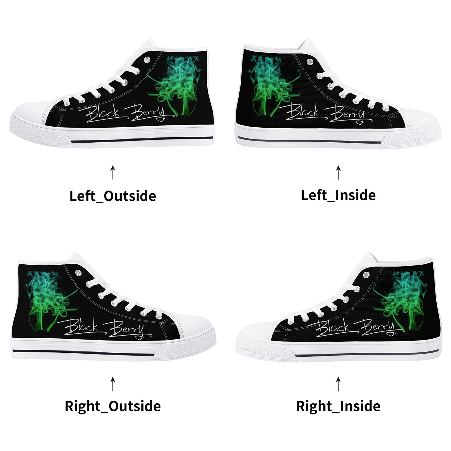 Black Berry High Top Canvas Shoes (Customizable)