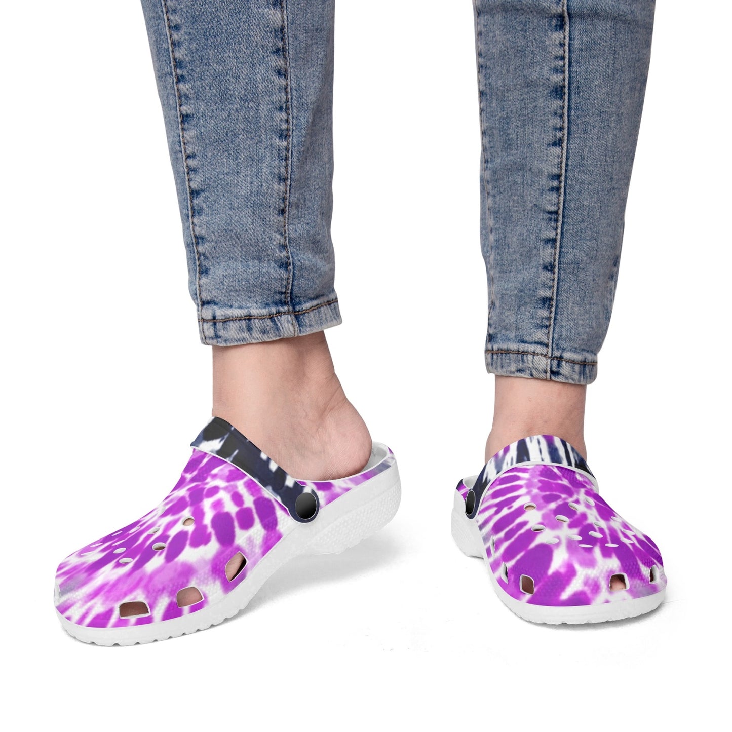 Purple Tie-Dye Clogs